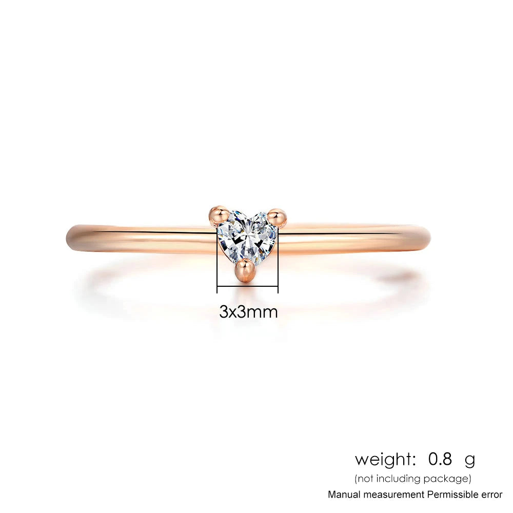 Dainty Heart Zircon Ring