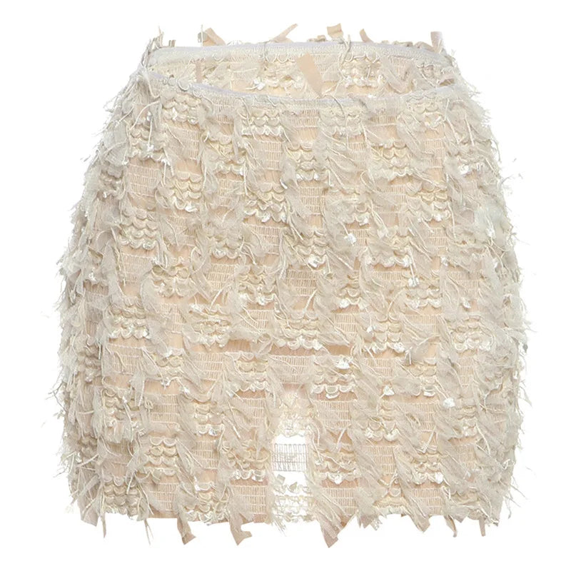 Tassel Knit Mini Skirt