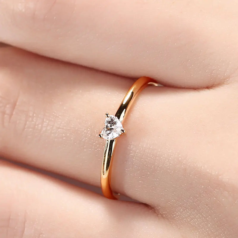 Dainty Heart Zircon Ring