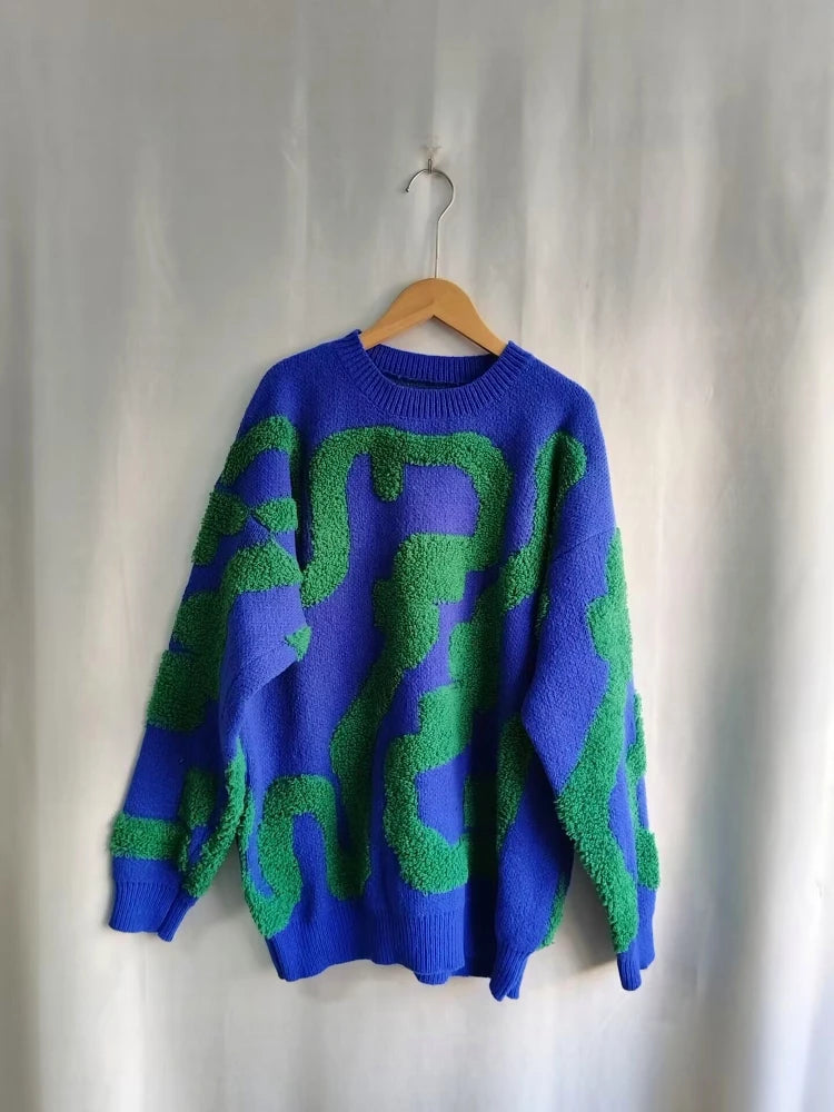 Embroidered O-Neck Floral Sweater