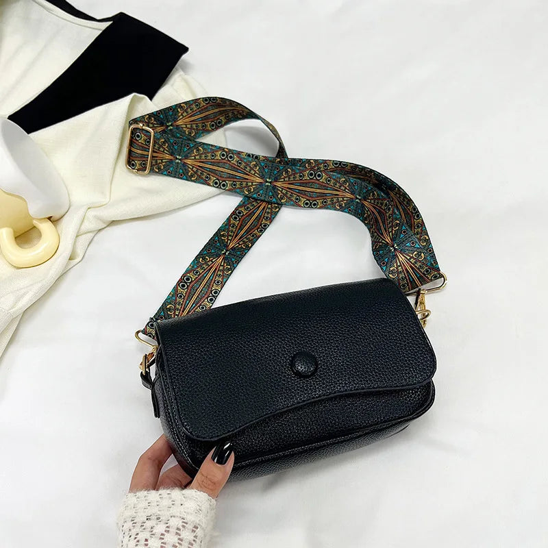 Wide Strap Flap Bag
