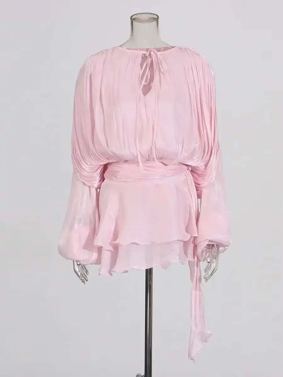 Lace Up Blouse Dress