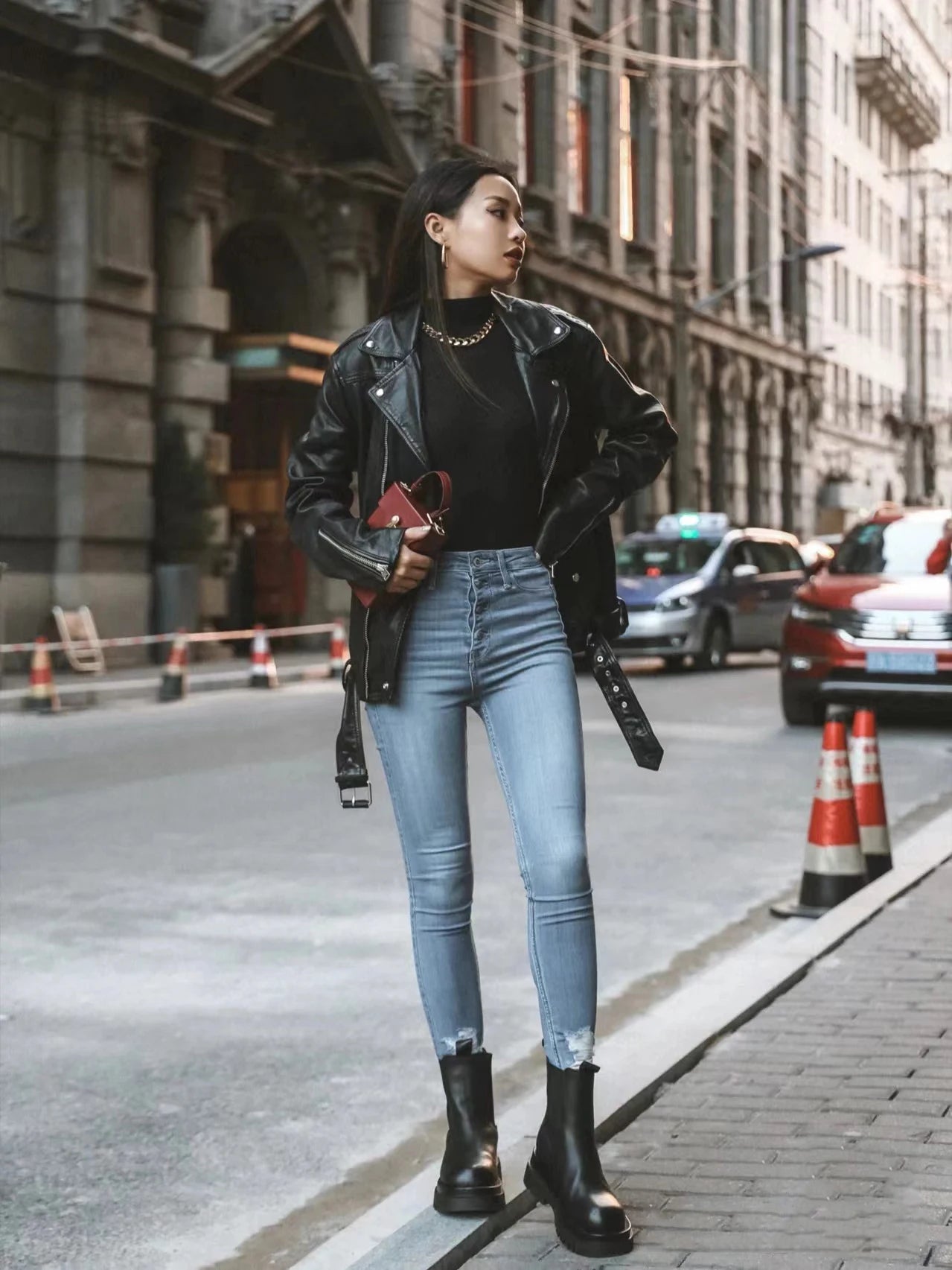 Black Motorcycle PU Jacket