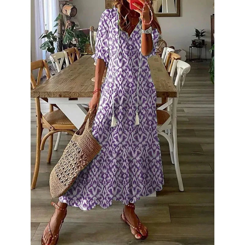 Bohemian Floral Beach Dress
