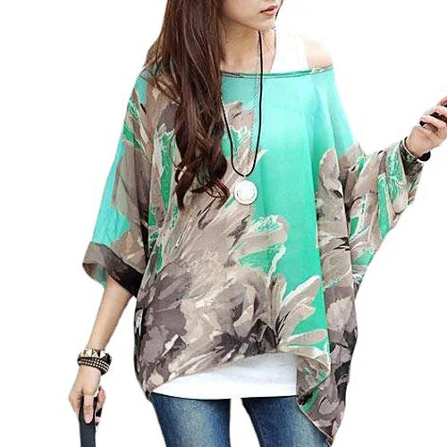 Batwing Boho Chiffon Blouse