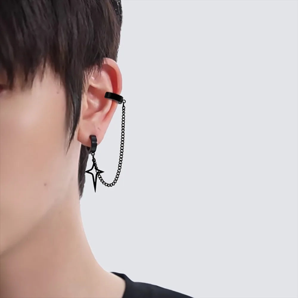 Black Star Clip Earrings