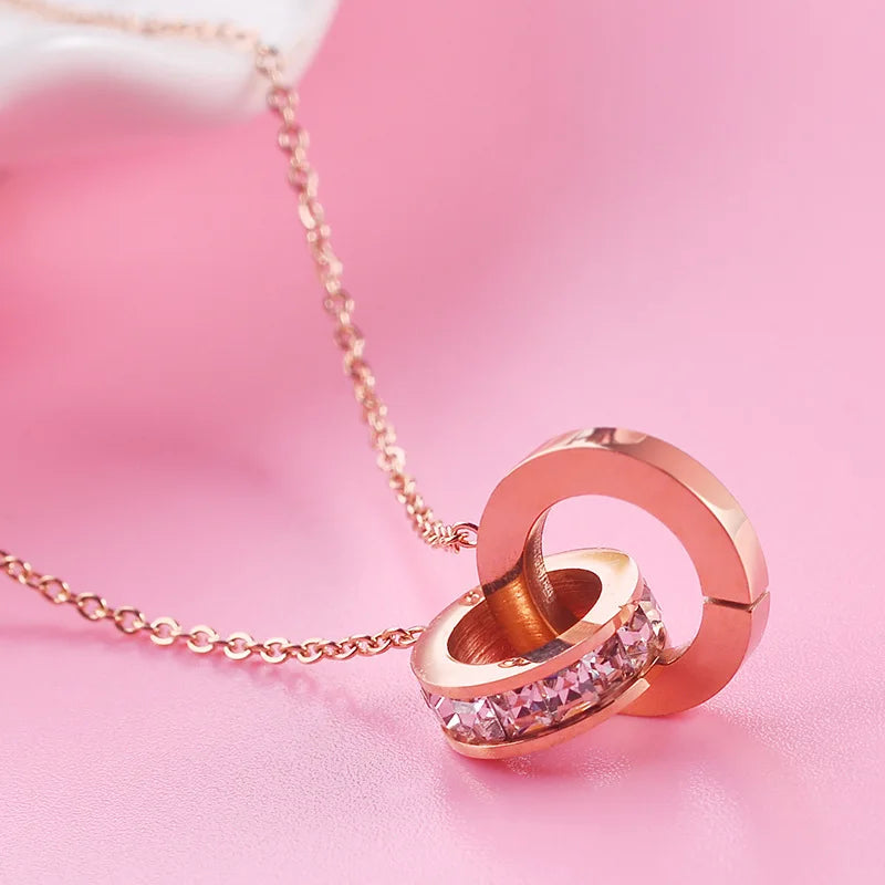 Crystal Roman Circle Necklace