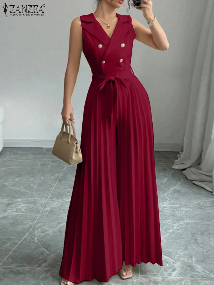 Pleated Wide Leg Jumpsuit