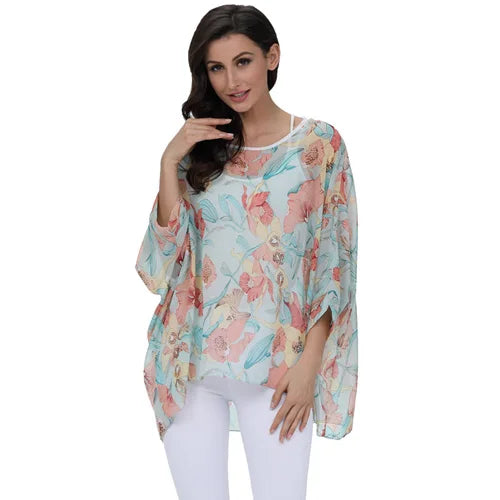 Batwing Boho Chiffon Blouse