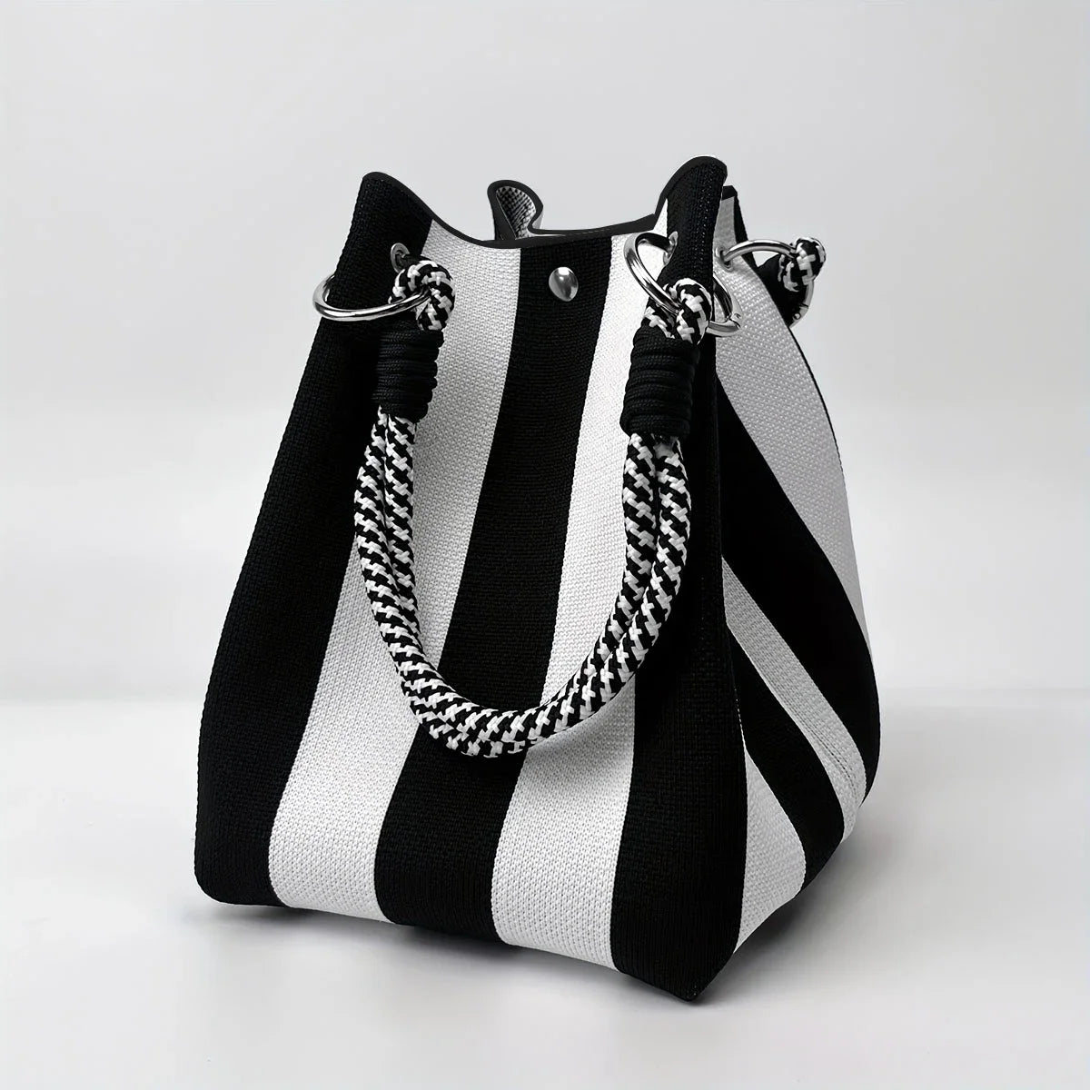 Knitted Colorblock Bucket Bag