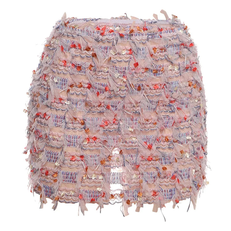 Tassel Knit Mini Skirt