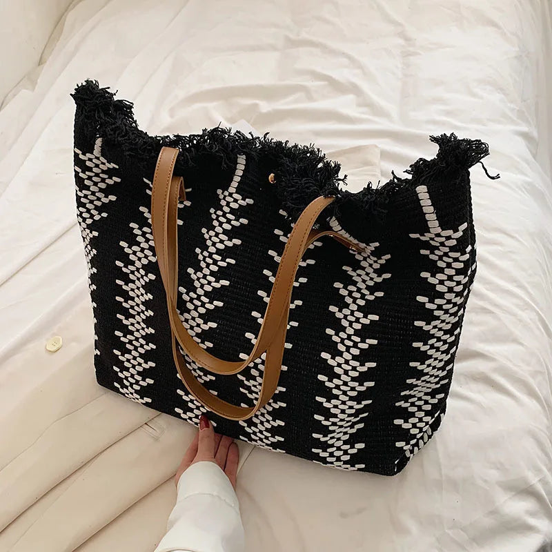 Large Striped Beach Tote
