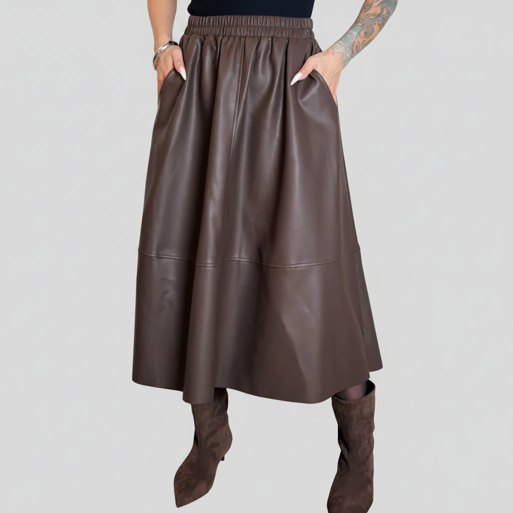 Leather A-Line Pocket Skirt