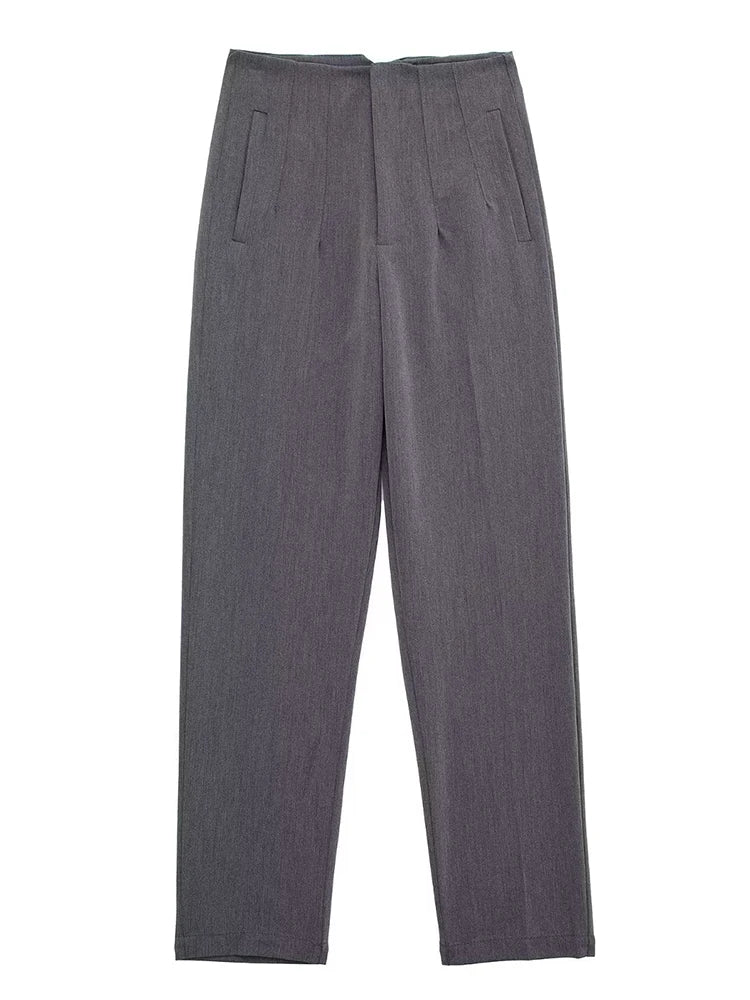 Front Zipper Straight Pants
