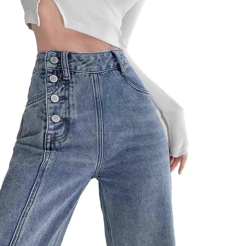 Draped Wide Leg Jeans