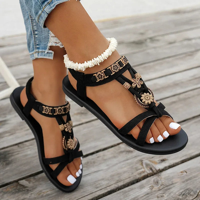 Beaded Bohemian Flat Sandals