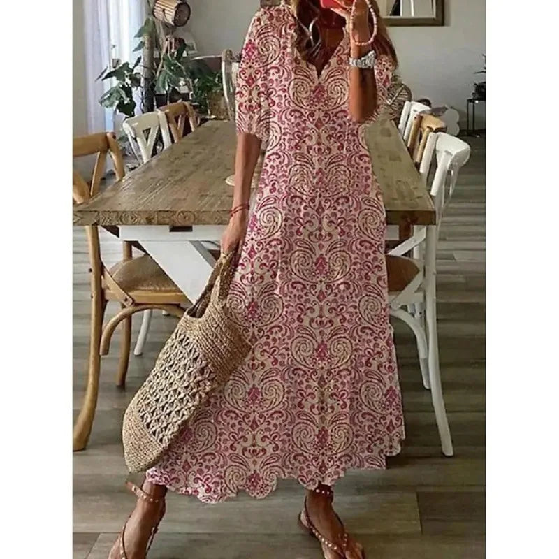 Bohemian Floral Beach Dress