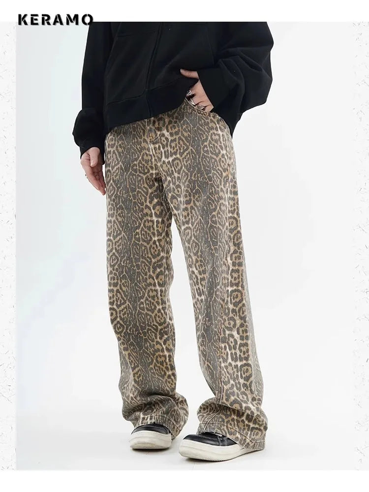 Leopard Wide Leg Jeans