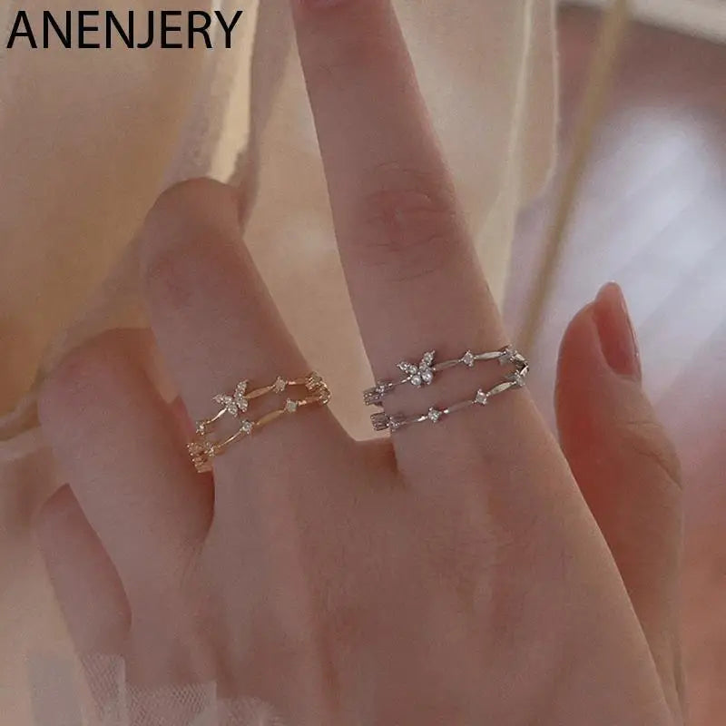 Double Butterfly Zircon Ring
