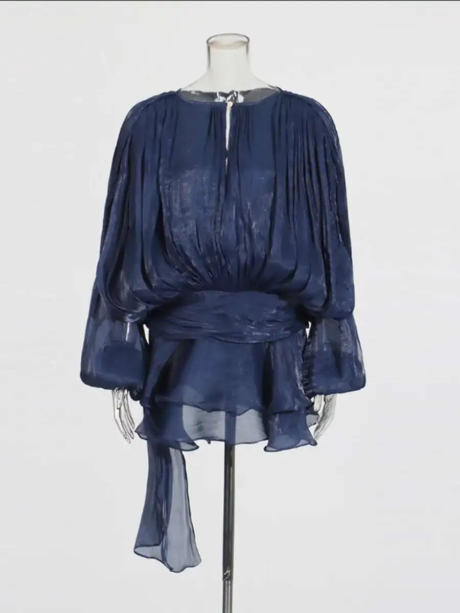 Lace Up Blouse Dress