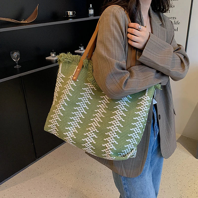 Large Striped Beach Tote