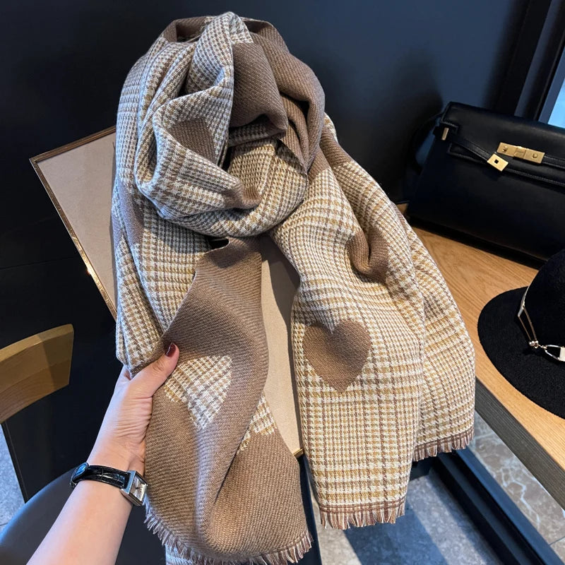 Heart Plaid Winter Scarf
