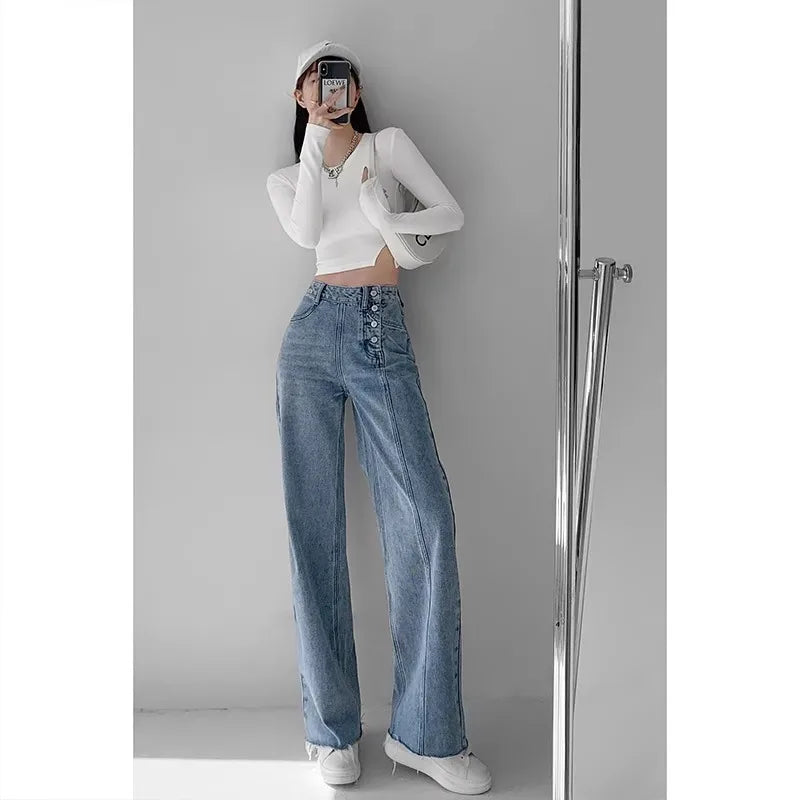 Draped Wide Leg Jeans