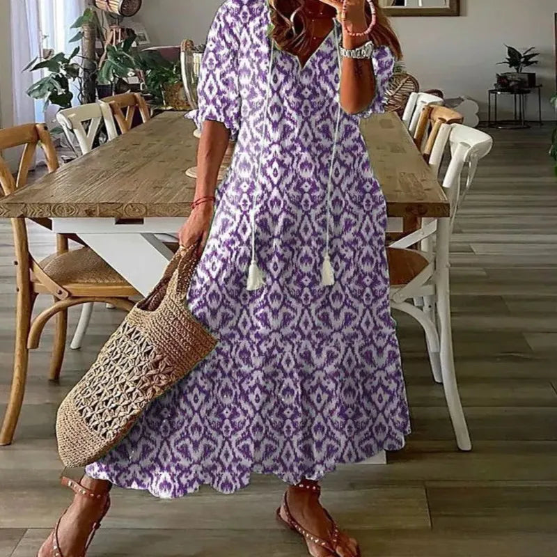 Bohemian Floral Beach Dress