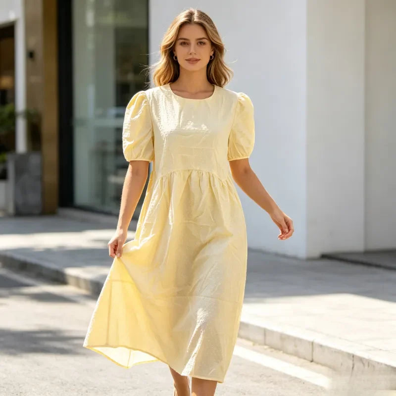 Dot Puff Sleeve Dress