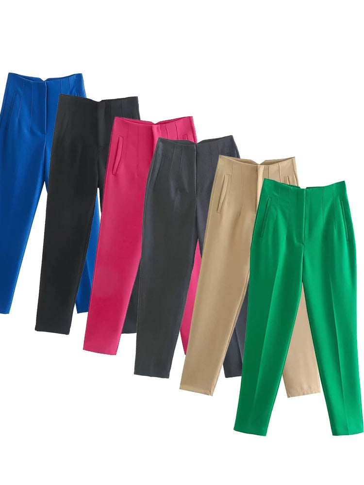 Front Zipper Straight Pants