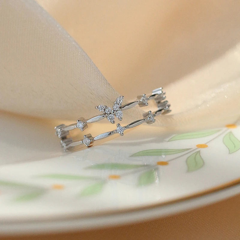 Double Butterfly Zircon Ring