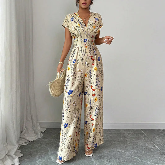 Floral Short Sleeve Jumpsuit