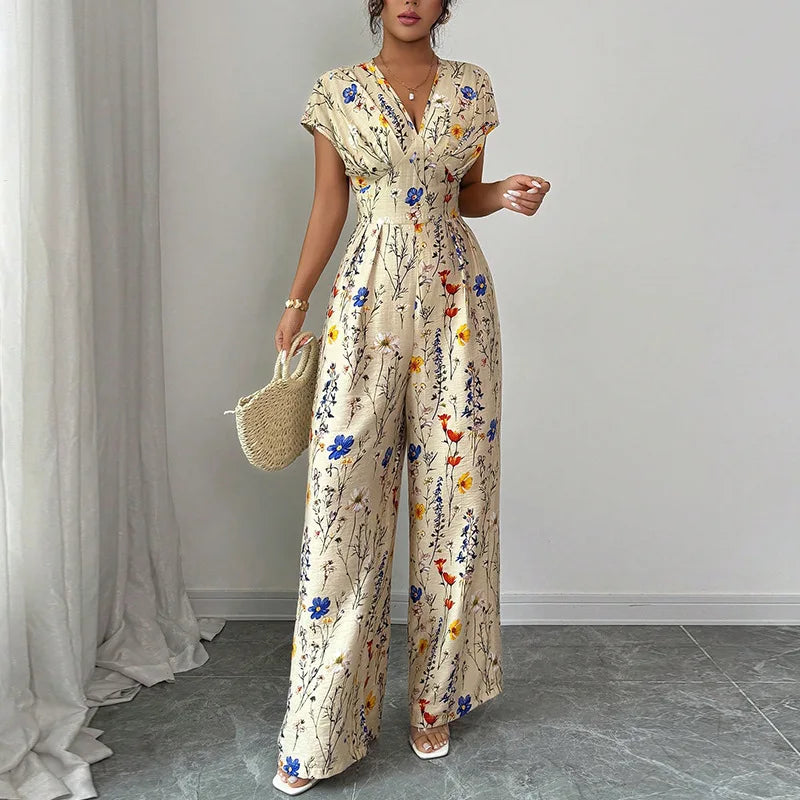 Floral Short Sleeve Jumpsuit