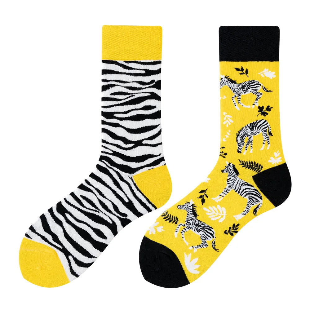 1Pair Man Women Socks Original AB Tide Socks Medium High Tube Colorful Socks Flowers Fruits Candy Cake Cotton Socks Unisex Socks