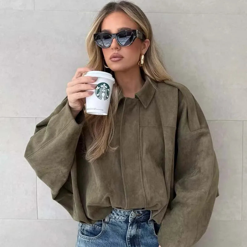 Suede Textured Bomber Jacket