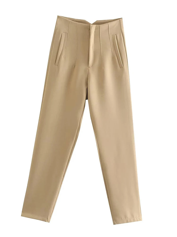 Front Zipper Straight Pants