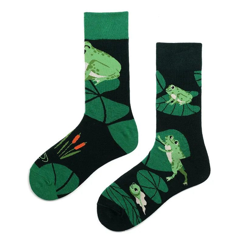 1Pair Man Women Socks Original AB Tide Socks Medium High Tube Colorful Socks Flowers Fruits Candy Cake Cotton Socks Unisex Socks
