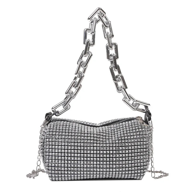 Rhinestone Bucket Chain Bag
