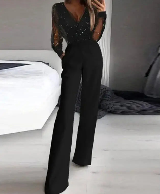 Sequin V Neck Jumpsuit