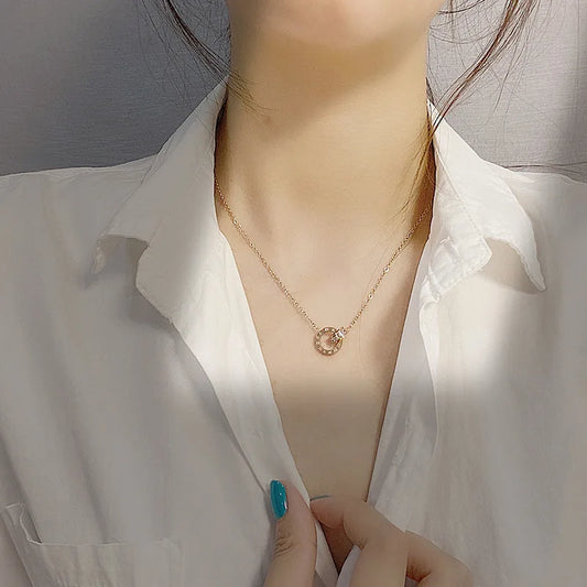 Crystal Roman Circle Necklace