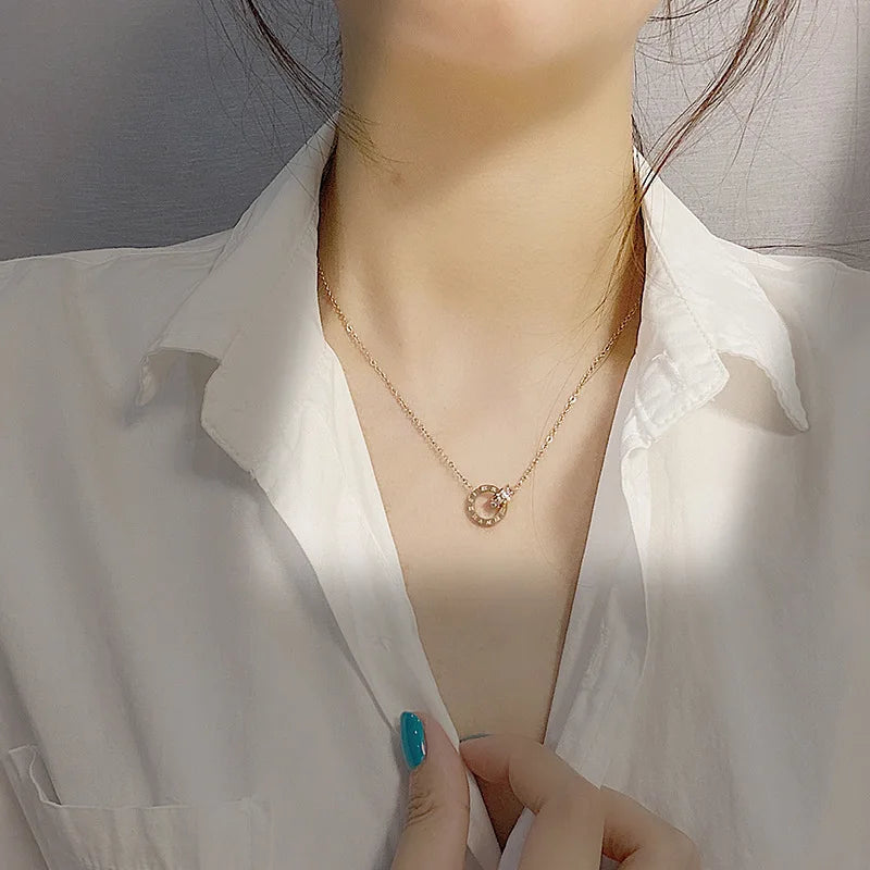 Crystal Roman Circle Necklace