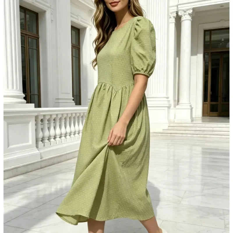 Dot Puff Sleeve Dress