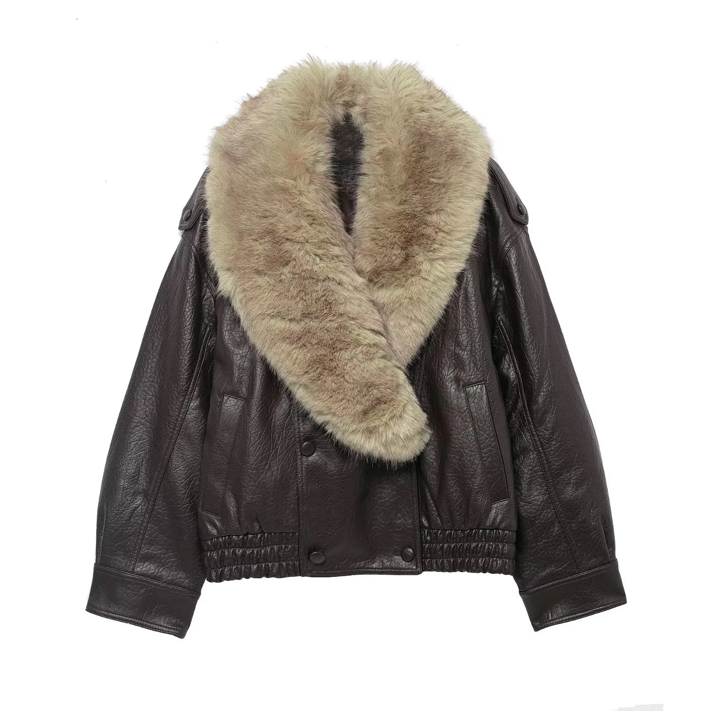 Fur Collar Leather Coat