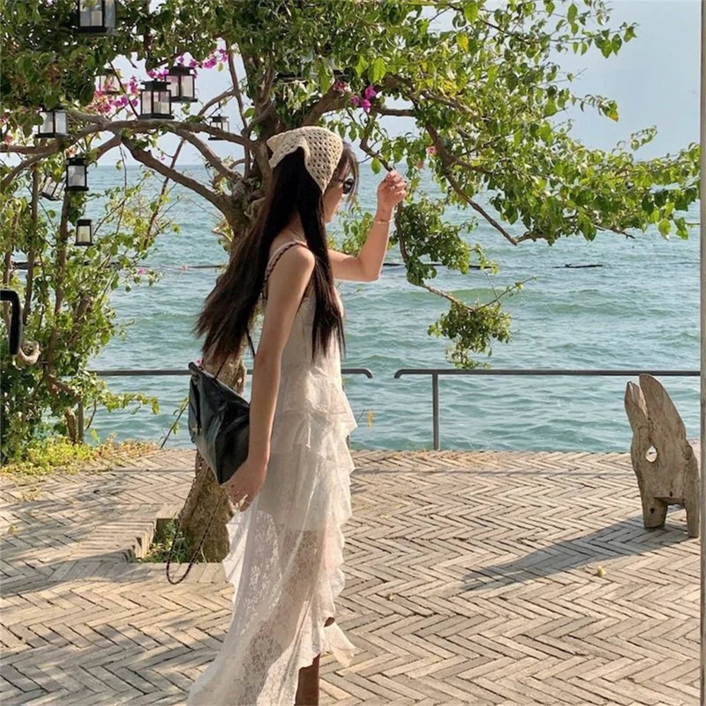 White Lace Midi Dress