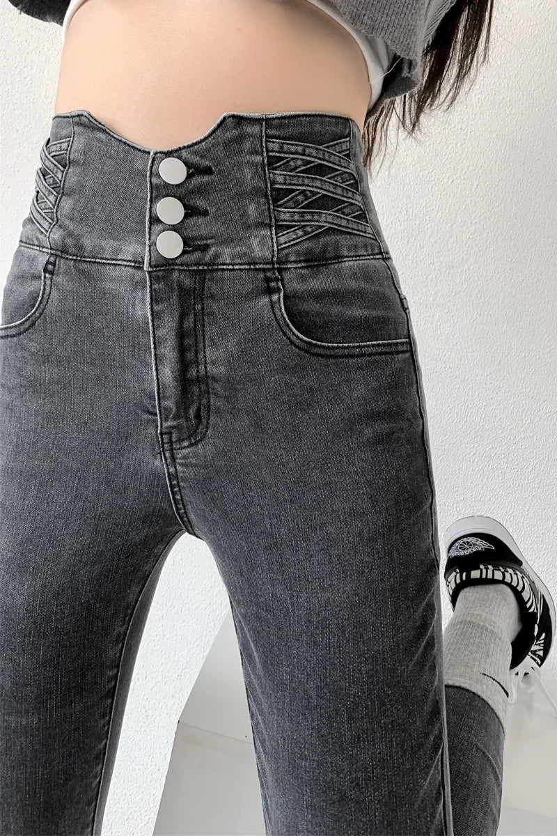 Four Button Skinny Jeans