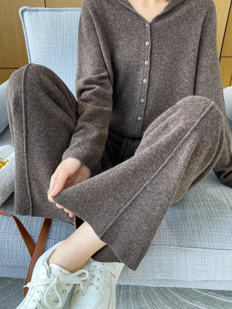 Knitted Wide Leg Pants