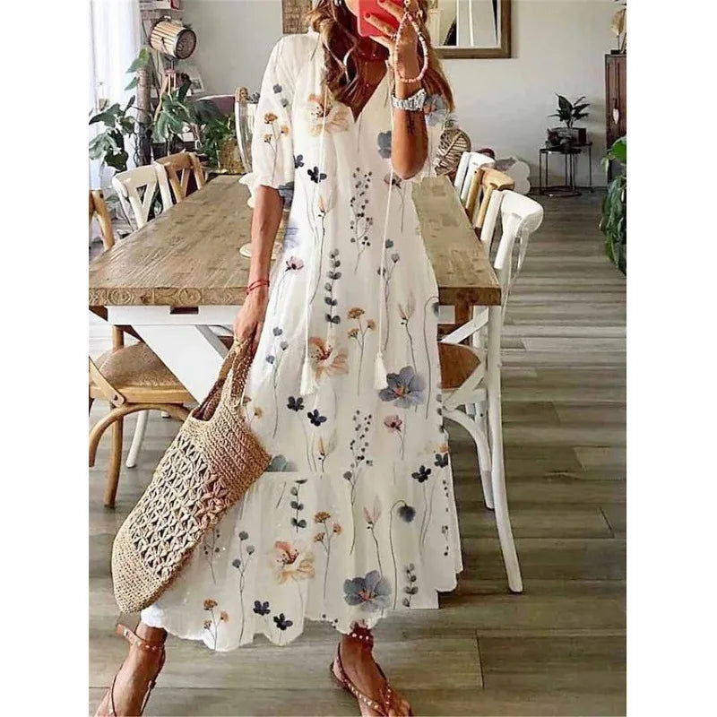 Bohemian Floral Beach Dress